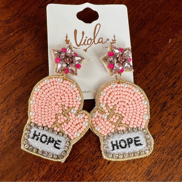 Hope Breast Cancer Awareness Seed Bead Earrings - Picture 1 of 6